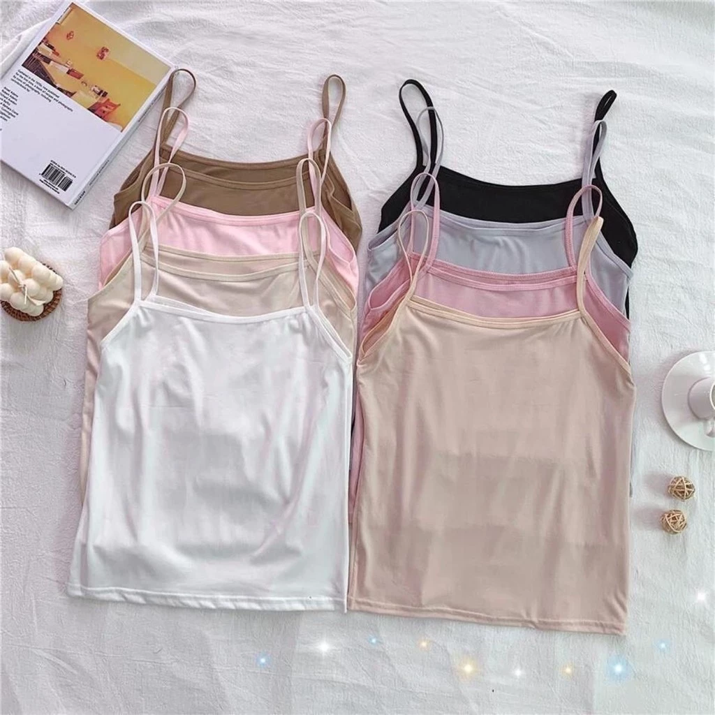 🍬พร้อมส่ง🍬เสื้อสายเดี่ยว ผู้หญิง แฟชั่น เสื้อซับใน สีพื้น ฟรีไซส์