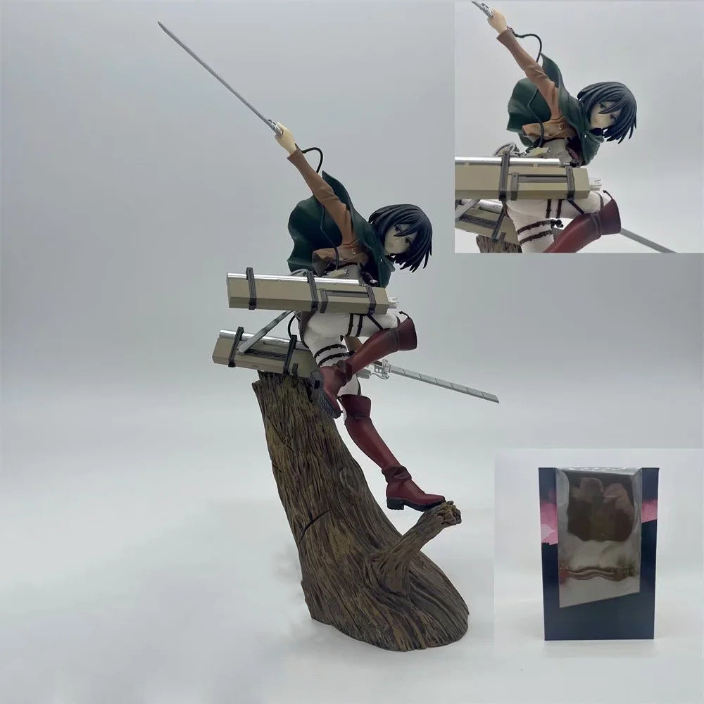 คลังสินค ้ าพร ้ อม ARTFX Attack on Titan Stump Battle Scene Mikasa Akman Mikasa Doll Boxed Figure Model KJHN