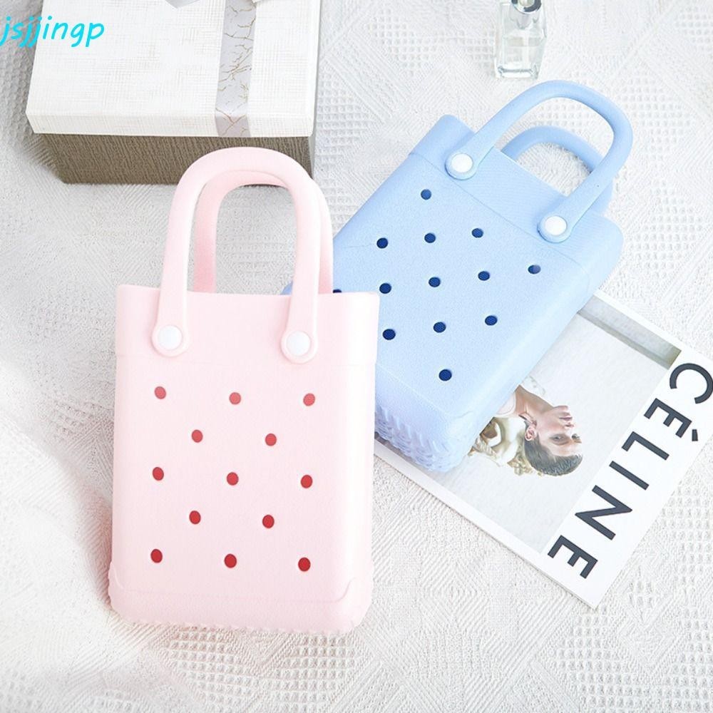 Jsjjingp กระเป๋าถือ EVA พร้อมรู, DIY แบบพกพาการ์ตูนกระเป๋าถือสีสันสดใส,ของเล่นตกแต่งทนทาน Sandproof กันน้ํากระเป๋าโทรศัพท์ผู้หญิง