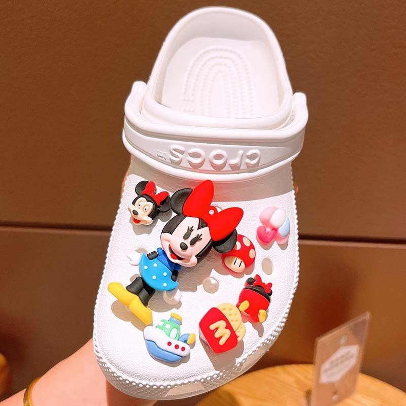 การ์ตูน Minnie Jibits ชุดของเล่น Story Jibitz Croc Charm Mickey Croc Jibbits สําหรับเด็กรองเท้าอุปกรณ์เสริมรองเท้า Charms Pin ตกแต่ง