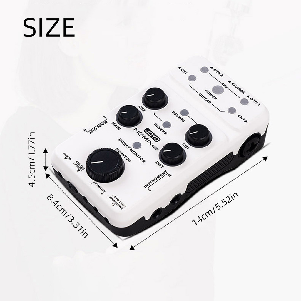 Original JOYO MOMIX PRO Audio Mixer โทรศัพท์ Type-C ขับเคลื่อนอินเทอร์เฟซเสียง USB สเตอริโอ XLR 48V Phantom Power Mixer สําหรับสตรีมมิ่งการบันทึก Podcasting ไมโครโฟน / คีย์บอร์ด