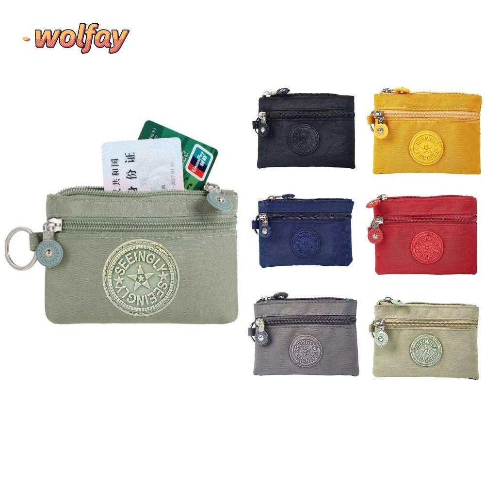 Wolfay บัตรเครดิต Holoder, ทนต ่ อการสึกหรอพร ้ อมพวงกุญแจเงินเหรียญกระเป ๋ า,ทนทานกระเป ๋ าสตางค ์ ผ ้ าใบกันน ้ ํากระเป ๋ าเงินชายหญิง