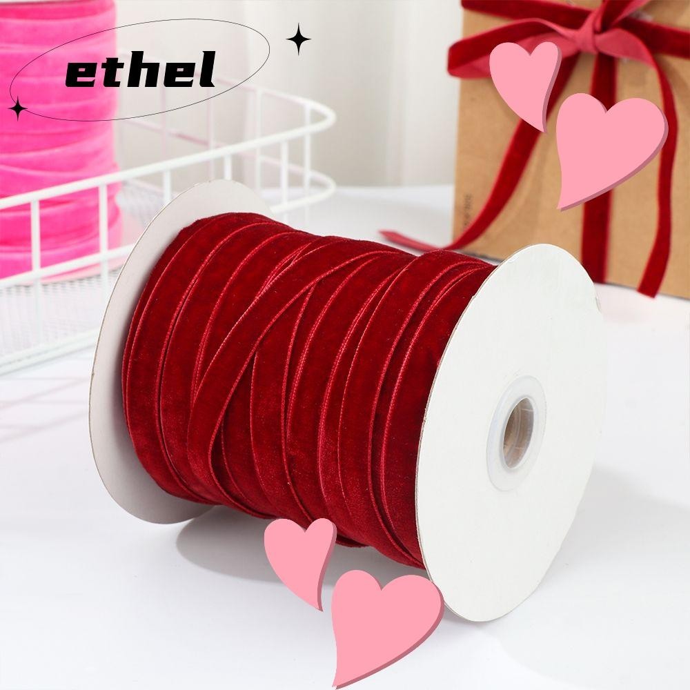 Ethel1 50หลา 10 มม.กํามะหยี ่ ริบบิ ้ นตกแต ่ งช ่ อดอกไม ้ ตกแต ่ งของขวัญสายรัดบรรจุภัณฑ ์