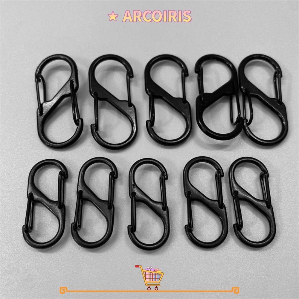 Arcoiris พวงกุญแจ Hook, Anti-Theft Black Silver Zinc Alloy Carabiner,S Type Backpack Buckle