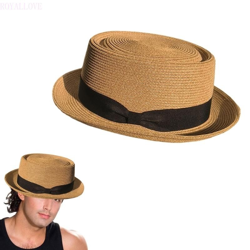 Royal Straw Beach Hat Straw Fedora Hat Straw สไตล ์ อังกฤษหมวกปานามาฟางปานามา