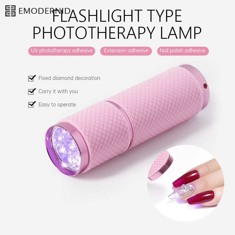 เครื่องอบเล็บเจล UV LEDแบบไฟฉาย หลอดไฟ LEDต้องใช้ถ่านAAA3/ก้อน ขนาดเล็ก 9 ดวง ใช้งานง่าย-em