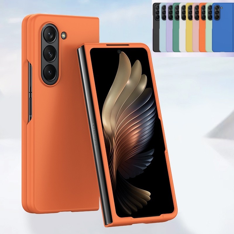 เคสพับสีทึบบางเฉียบปลอก Samsung Galaxy Z พับ 6 Z พับ 5 Z พับ 4 Z พับ 3 การป้องกันผิวกันกระแทก Hard Pc ฝาหลัง Shell