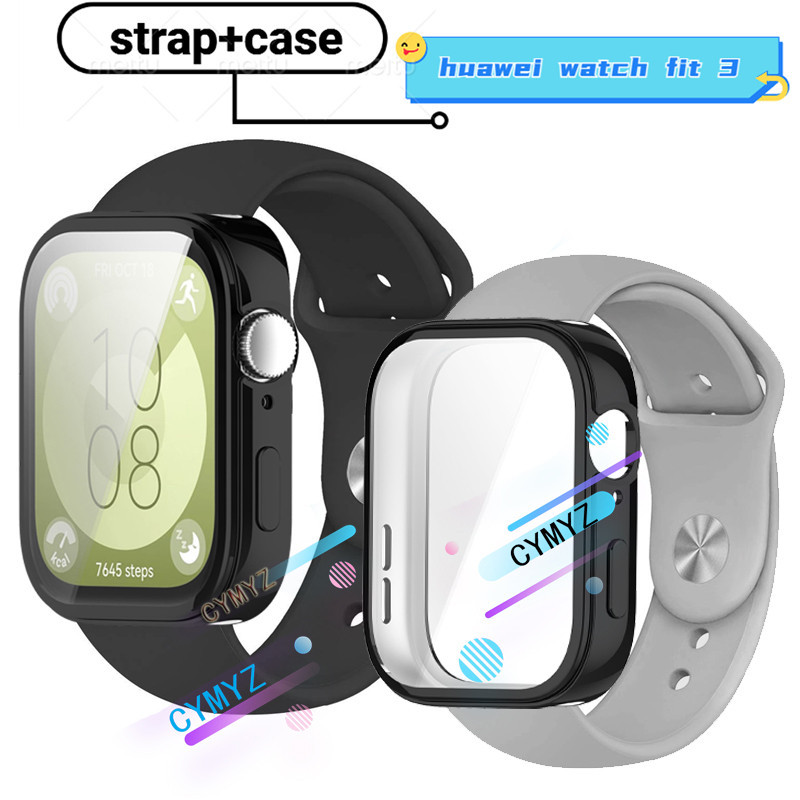 Huawei watch fit 3 strap สายซิลิโคนสายรัดข้อมือกีฬา huawei watch fit 3 band huawei watch fit 3 กรณีป้องกันกรณีป้องกันหน้าจอ
