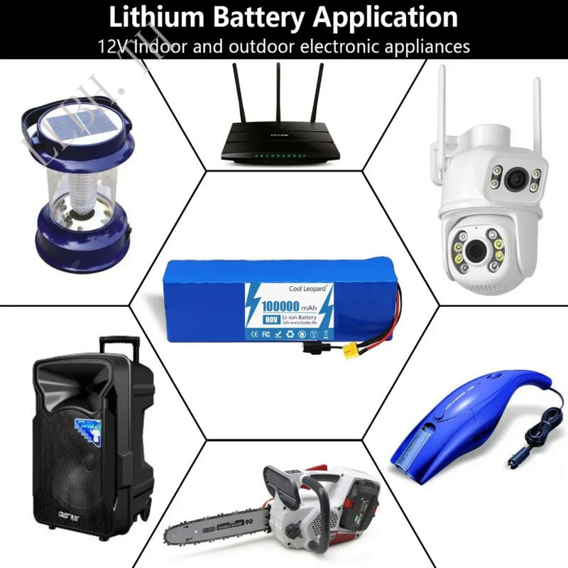 Lithium Ion Battery 16S3P 60V 100Ah Rechargable 18650 Battery Pack High Power BMS for Electric Scoot