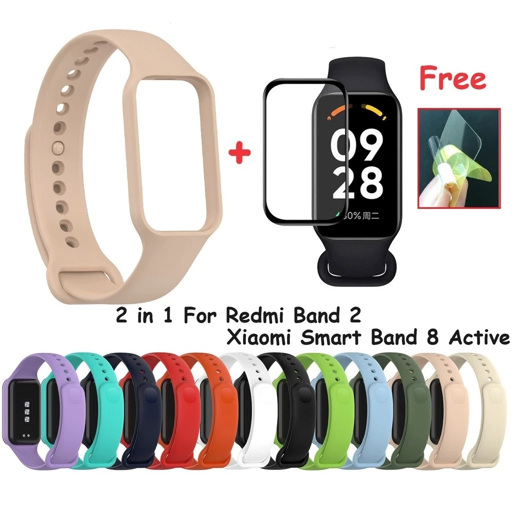 สายรัดซิลิโคนสําหรับ Redmi Band 2 Xiaomi Smart 8 Active กันน้ํากีฬาแฟชั่น