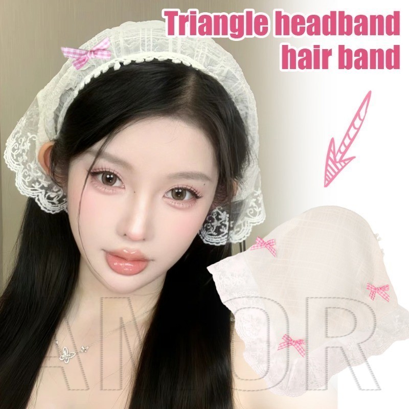 Bow triangle headscarf lace headscarf headband
