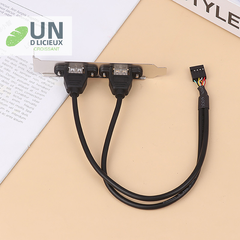 ดี 30 ซม.สีดํา 2 พอร์ต USB 2.0 เมนบอร์ดแผงด้านหลังขยายไปยัง IDC 9 พินเมนบอร์ดสาย USB อะแดปเตอร์โฮสต์ได้ดี