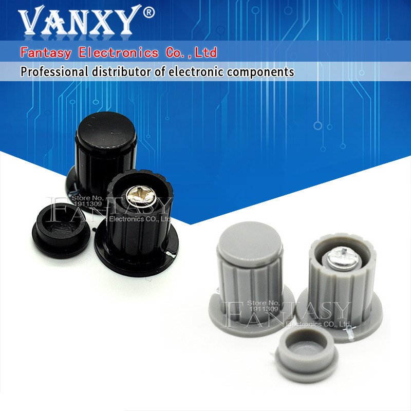 5PCS ฝาครอบปุ่มลูกบิดสีเทาสีดําเหมาะสําหรับคุณภาพสูง WXD3-13 2W WXD3-12 1W potentiometer ลูกบิด KYP1