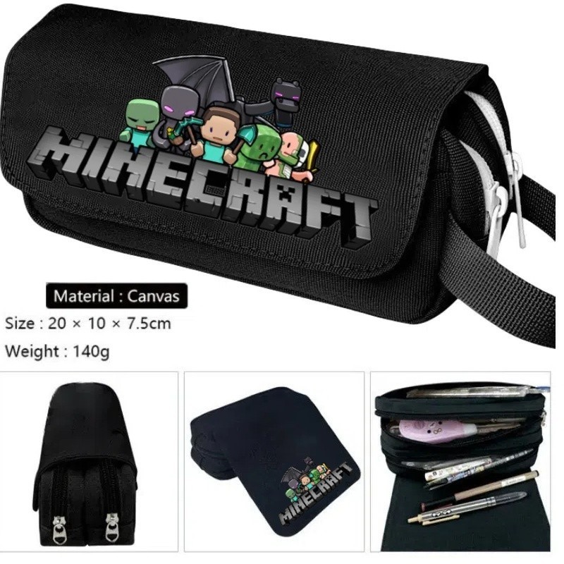 Minecraft การ ์ ตูนความจุขนาดใหญ ่ กระเป ๋ าเครื ่ องเขียนนักเรียนคุณภาพสูงพิมพ ์ ผ ้ าใบซิปปากกากระเป ๋ าการเรียนรู ้ ของขวัญ