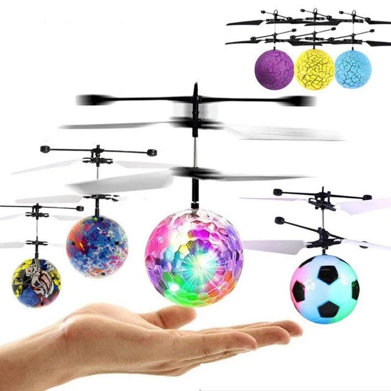 Ball Induction Quadcopter Aircraft ของเล่นเด็ก Mini Drone Shinning LED RC Drone Flying Ball เฮลิคอปเ