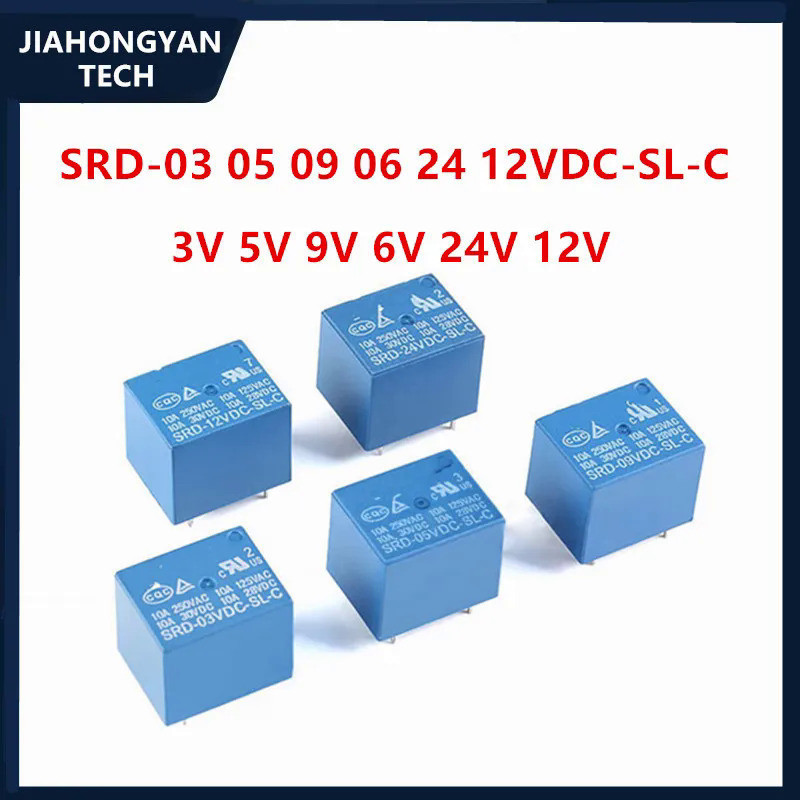 5pcs รีเลย์ SRD-03V 05V 09V 12V 24V 48VDC-SL-A-SL-C 4 PIN 5 ฟุต SRD-03VDC-SL-C SRD-05VDC-SL-C SRD-09