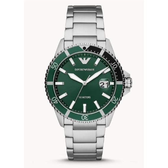 Emporio Armani นาฬิกาข้อมือผู้ชาย Diver Green Dial Silver รุ่น AR11338 AR11339 AR11340