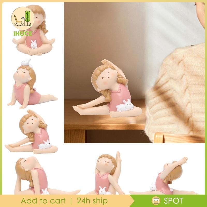 [ Ihoce ] น ่ ารักโยคะ Pose ประติมากรรม Contemlation Unique Creative Collectible ตกแต ่ ง