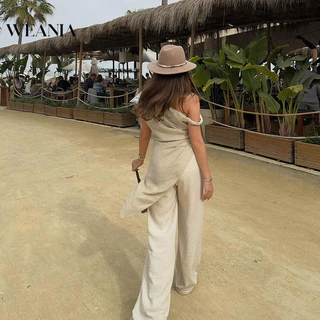 (shipped from Thailand) Weania Elegant Women One Shoulder Irregular Long Tank