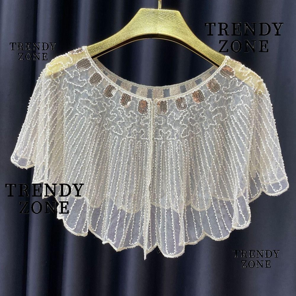 Trendyzone เสื้อคลุมตอนเย็น,ชุดราตรี 1920s เลื่อมผ้าคลุมไหล่ Wraps,Elegant Vintageลูกปัดตกแต่งFlapper Cover Upผู้หญิง