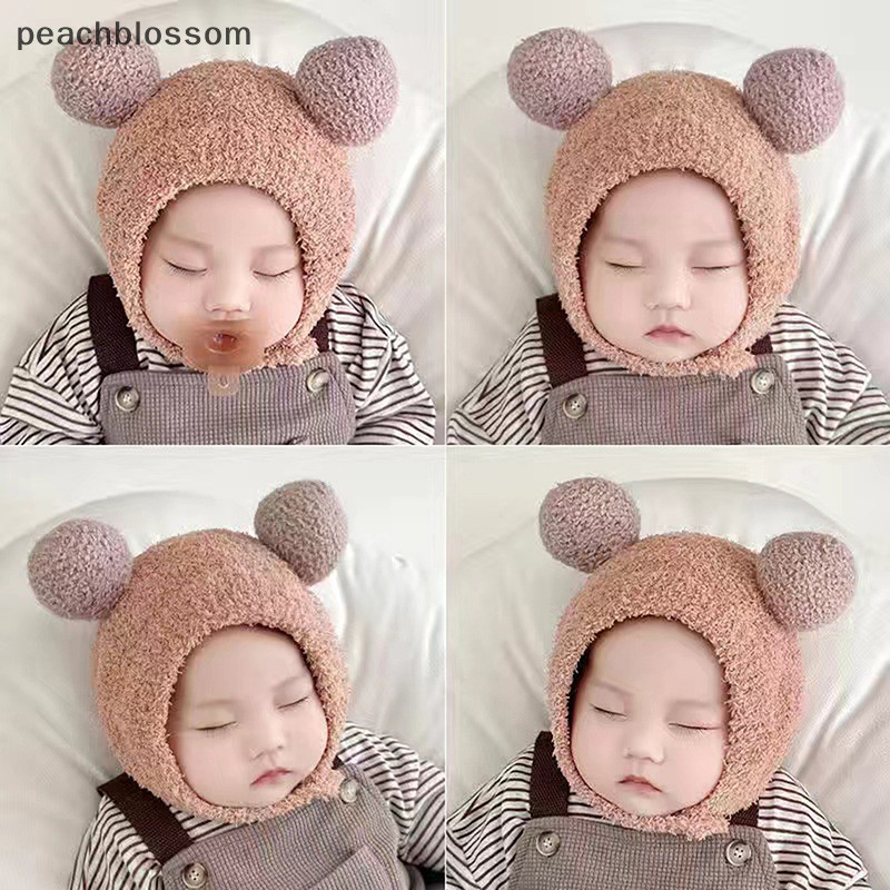 [PE] น่ารักฤดูหนาวที่อบอุ่นเด็กสาวเด็กชายหมวกเด็กขนแกะขนสัตว์เหมื่อยหมวกกับลูกขนสัตว์ป้องกันหูหมวกนุ่มทารกแรกเกิด Bonnet TH
