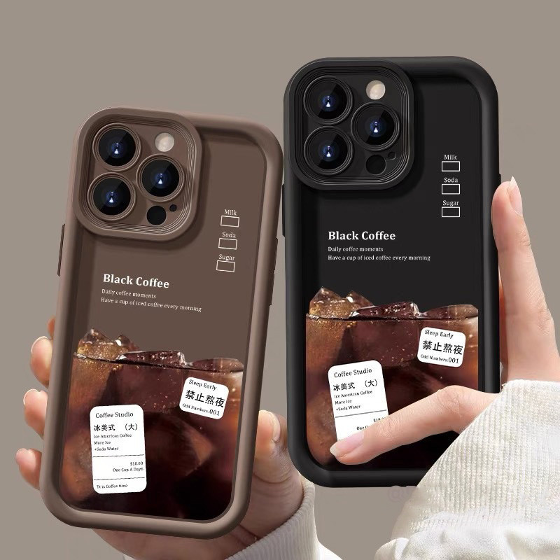 SAMSUNG กาแฟน้ําแข็งเคสโทรศัพท์สําหรับsamsung Galaxy S24 S23 Ultra S23 FE S22 S21 Plus S20 S21 FE Americanoกาแฟซิลิโคนกันกระแทกนุ่ม