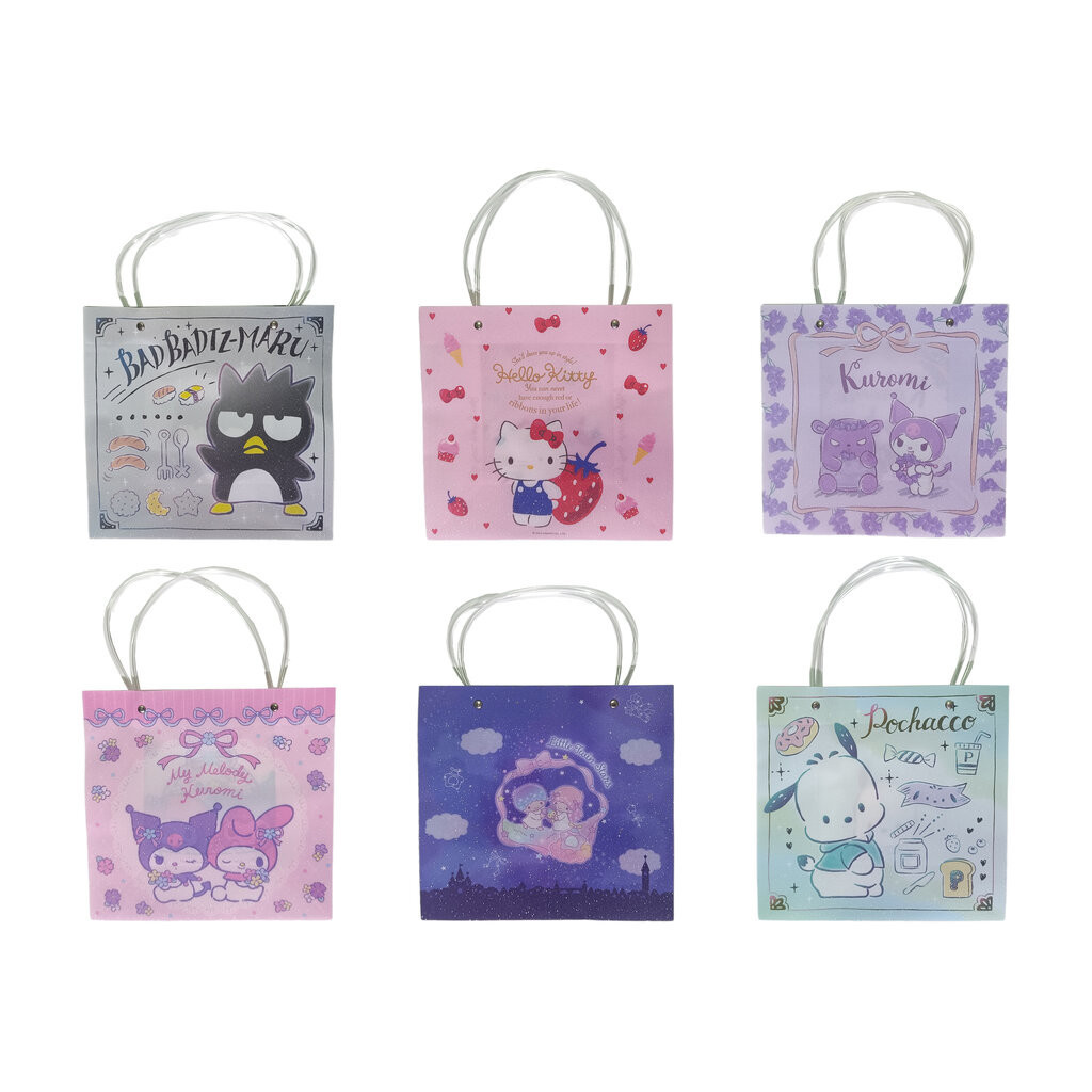 Bag Glitter Sanrio ถุงผ้าลามิเนต กระเป๋ากลิตเตอร์ ทำจากพลาสติก ลายการ์ตูนคิตตี้ ลิขสิทธิ์ซานริโอ