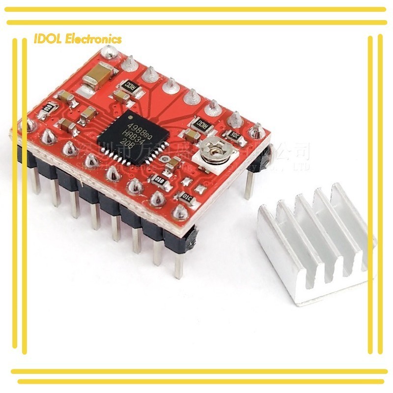 A4988  Motor Driver มอเตอร์ ไดรเวอร์ สีแดง A4988 Stepper Motor Driver Module (for 3D Printer) + Heat