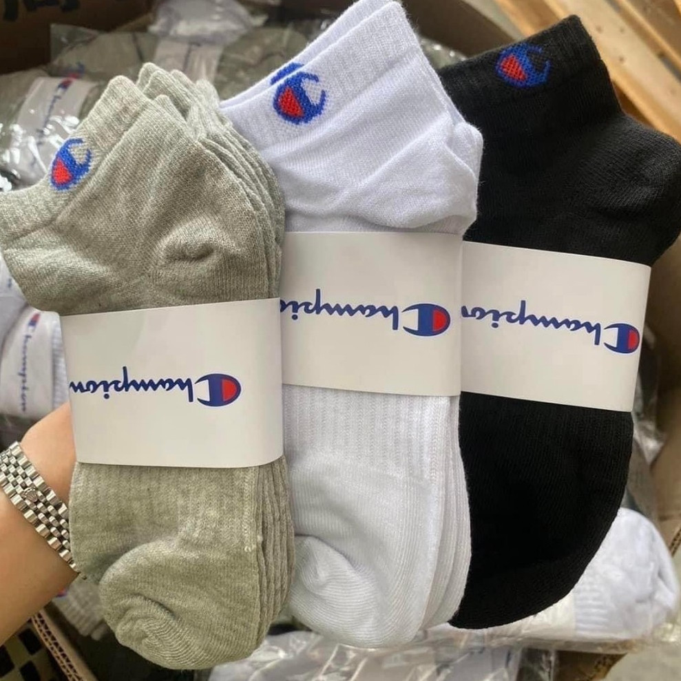Champion ถุงเท้าข้อสั้น วัสดุผ้าฝ้าย ใส่ได้ทั้งผู้ชายและผู้หญิง นุ่ม ยืดหยุ่น ใส่สบาย ระบายอากาศดี ขนาด ฟรีไซส์