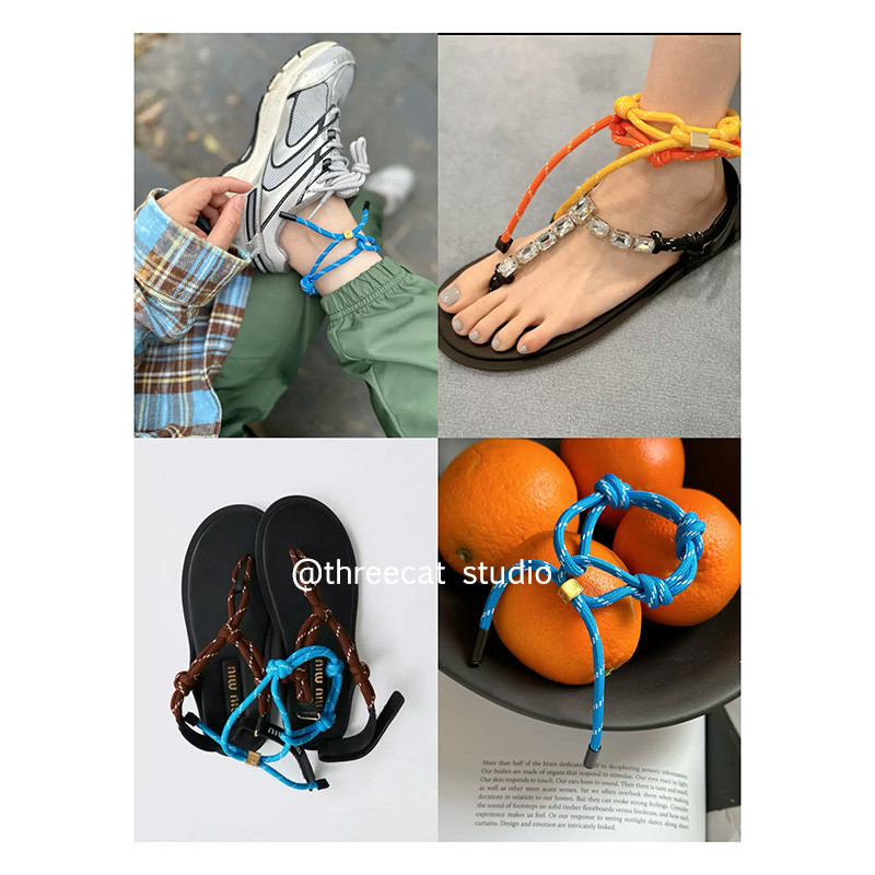 2024 เกาหลี ins Anklets สีจี้ไนลอน Anklets ของตัวเองสไตล์ส่วนบุคคล niche แฟชั่น bandaid สร้อยข้อมือแ