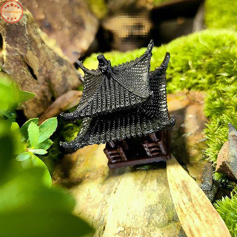 บ้านเจดีย์รูปปั้น Fairy Garden Decor Pavilion หกเหลี่ยมเอเชียแปลกใหม่สภาพแวดล้อมแจกันดอกไม้ Aquarium Dollhouse Decor สําหรับ TH