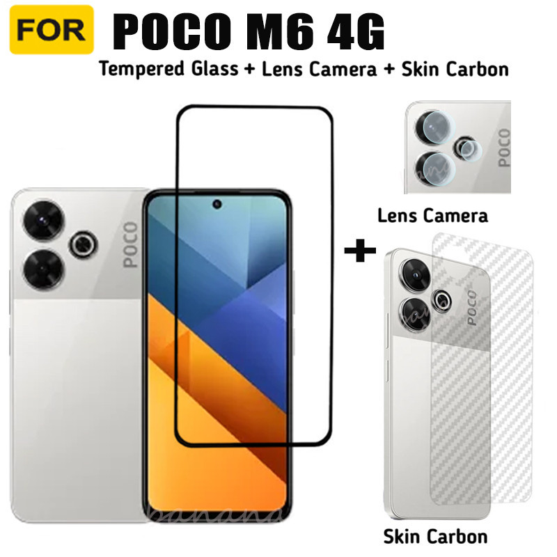 สําหรับ Poco M6 4G กระจกนิรภัย Poco C65 C40 M6 Pro 4G F6 F6 Pro X6 Pro เลนส์กล้องกระจกป้องกันหน้าจอและฟิล์มด้านหลัง