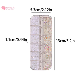 Renbg 12 กริดโบว์ตกแต่งเล็บ 3D Aurora Bowknot เรซิ่น Ch เครื่องประดับ DIY ตกแต่งเล็บอุปกรณ์ TH