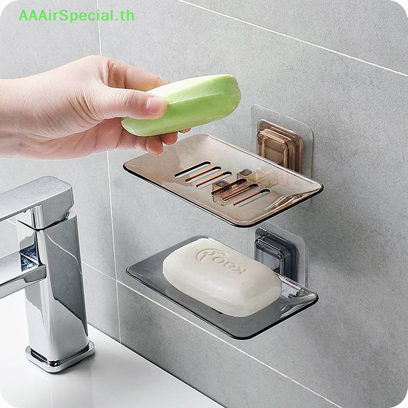 Aaairspecial ที่วางสบู่ท่อระบายน้ําโปร่งใสโดยไม่ต้องเจาะและ Pasg ที่วางสบู่ติดผนังห้องน้ําที่วางสบู่พลาสติกจานสบู่ TH