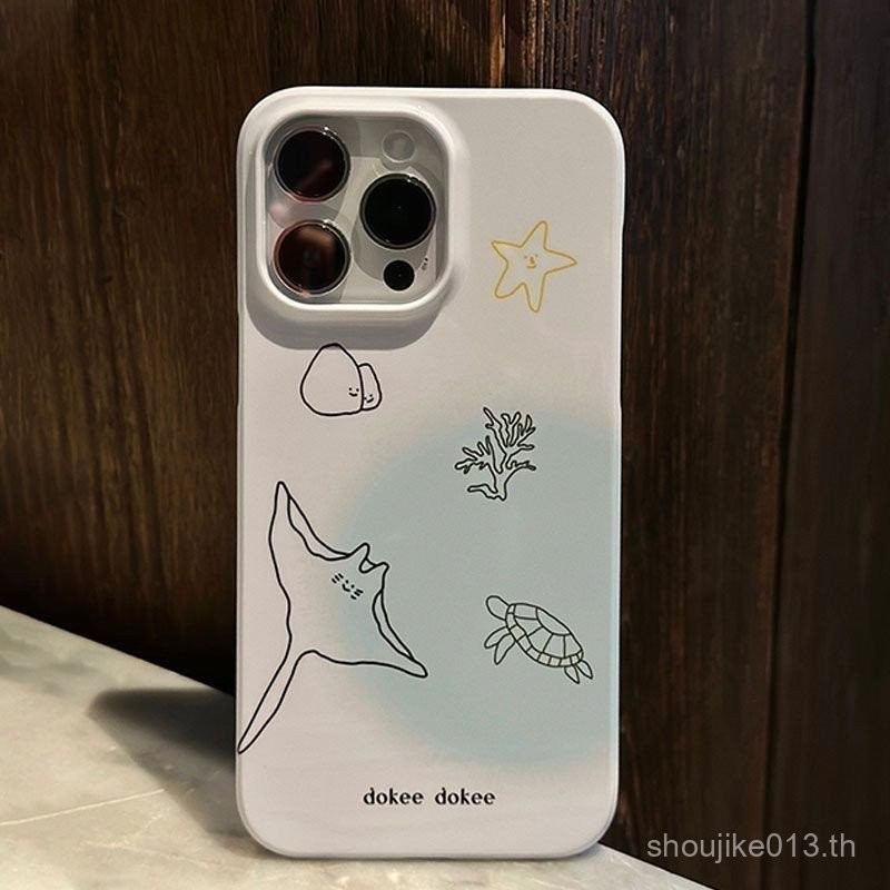 Sketch Ocean Niche รูขนาดใหญ่เหมาะสําหรับ iPhone ซิลิโคนอ่อนนุ่ม 14 11 15 รวมทุกอย่างกันกระแทก 1312 Pro Max XS XR XSMAX X 7/8plus สีขาวเคลือบเงาโทรศัพท์มือถือกรณี PWDB