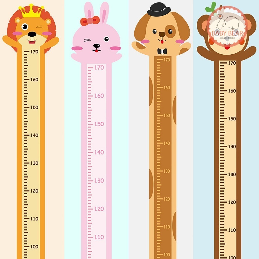 ที่วัดส่วนสูงแบบติดผนัง สติ๊กเกอร์วัดส่วนสูง  ลายการ์ตูน แผ่นวัดขนาด 170 cm