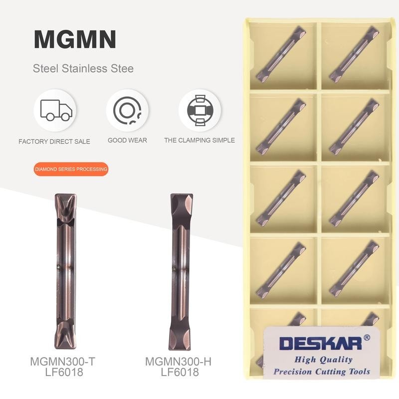 10pcs คุณภาพสูง DESKAR MGMN200-T MGMN250-T MGMN300-T MGMN400-T MGMN300-H MGMN400-H LF6018 CNC เครื่องกลึง Grooving เครื่องมือ MGMN คาร์ไบด์ใส่ Slotting เครื่องมือสแตนเลสสําหรับ