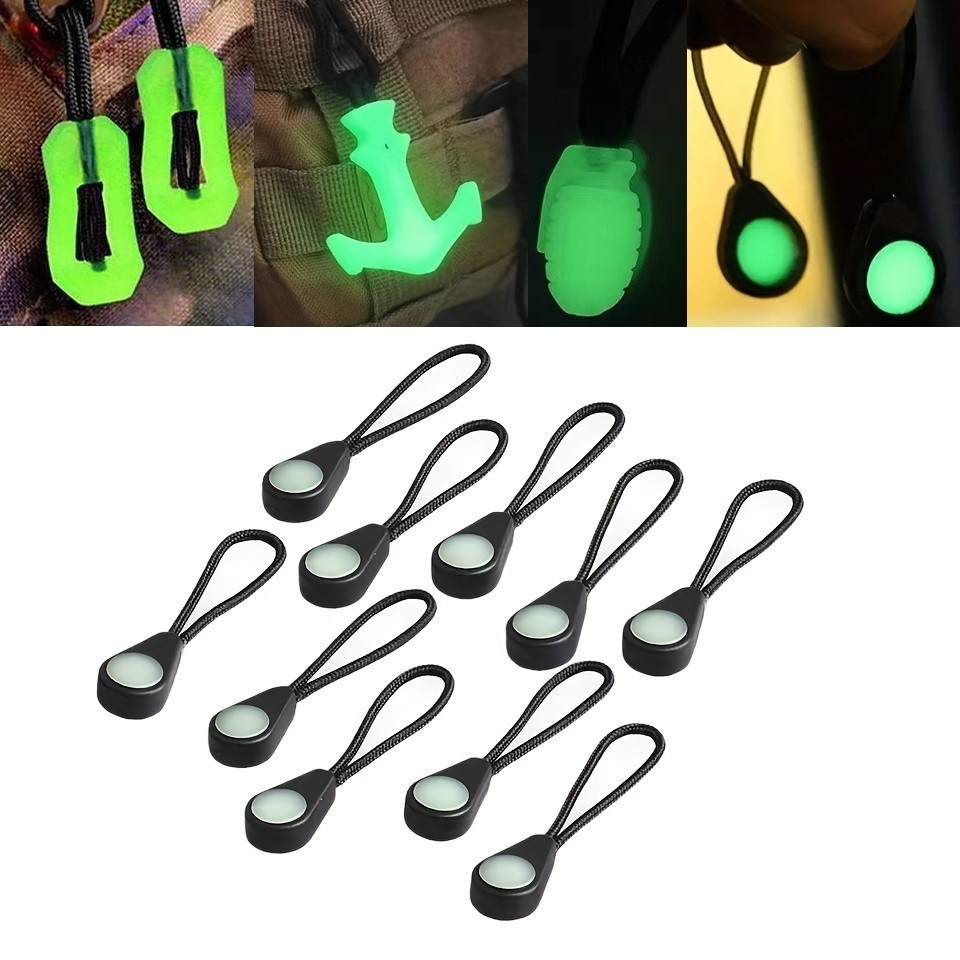 Luc 3/5 PCS กลางแจ้ง Luminous Identification Label Luminous กระเป๋าเป้สะพายหลังซิป Puller Anti-lost กระเป๋าเป้สะพายหลังเสื้อผ้าแจ็คเก็ต Sliders DIY ซ่อมเครื่องมือเย็บผ้า