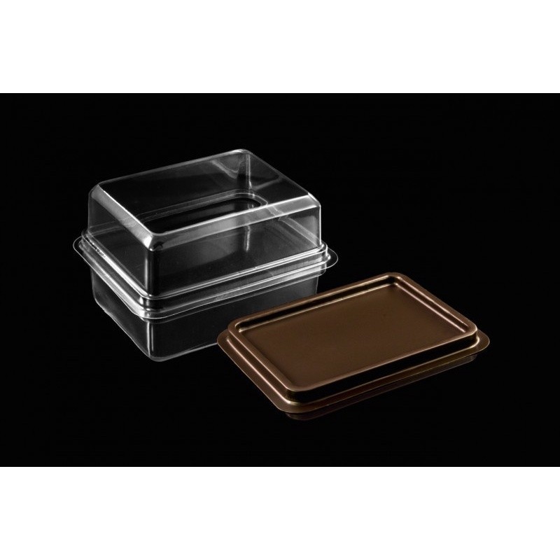 BP กล่องพลาสติก กล่องเบเกอรี่ E106 ฐานสีน้ำตาล (100ชุด)