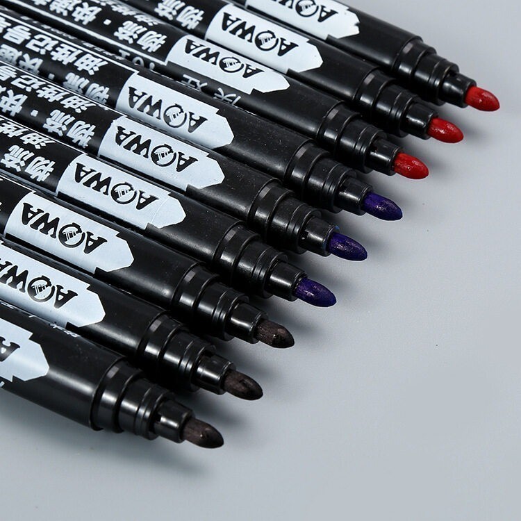 ปากกามาร์กเกอร์ 2 หัว ปากกามาร์ค 0.5-1.5mm สีดำ/แดง/น้ำเงิน มาร์กเกอร์ มาร์กเกอร์หัวเล็ก กันน้ำได้