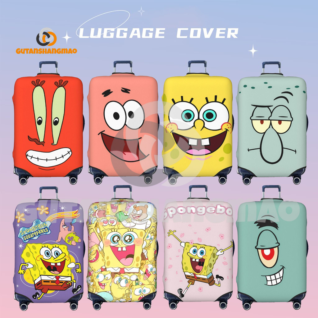 SpongeBob SquarePants ผ้าคลุมกระเป๋าเดินทางแบบซักได้ ป้องกันรอยขีดข่วน ผ้าคลุมกระเป๋าเดินทางแบบซักได้ เหมาะกับขนาด 18-32 นิ้ว