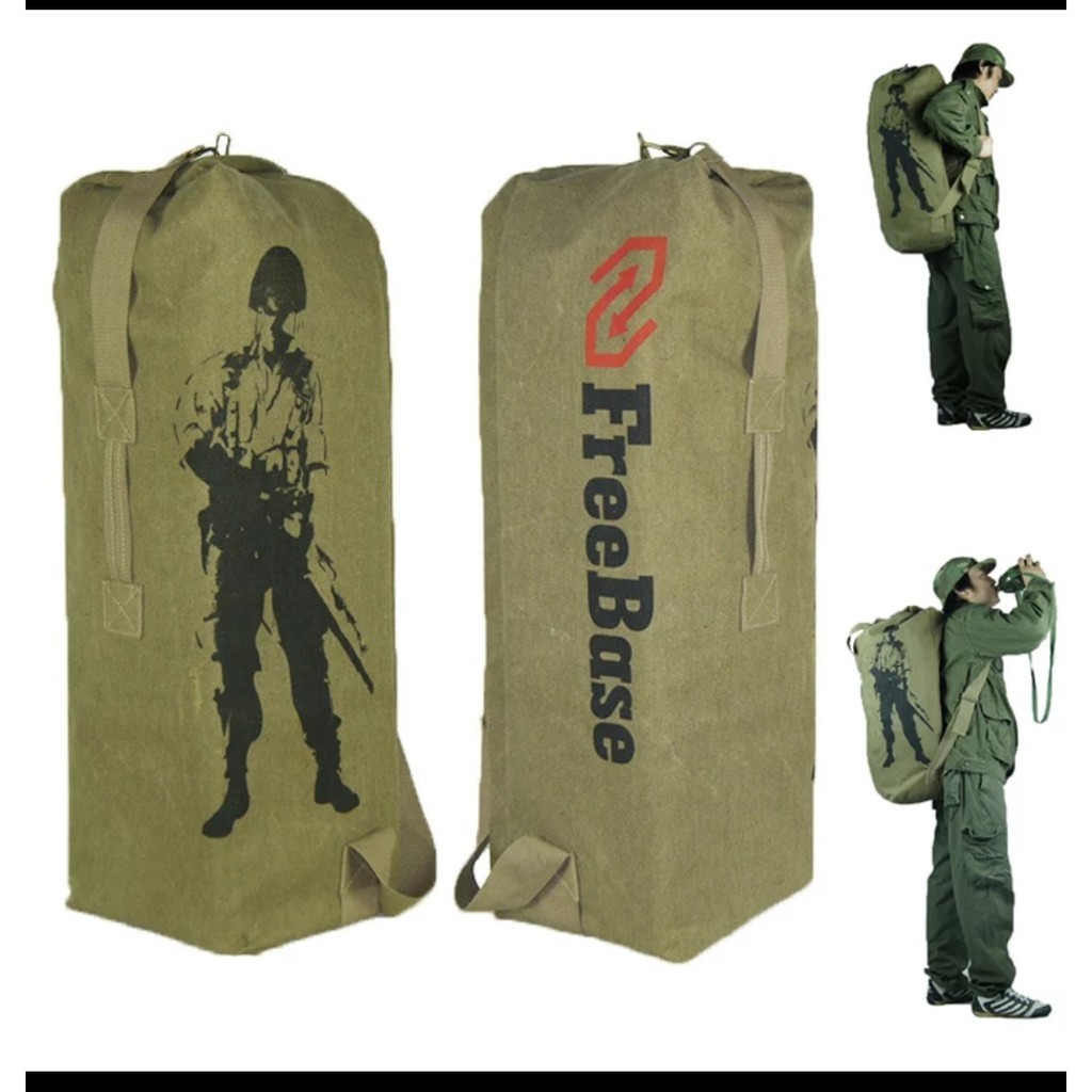 55l กระเป๋าเดินทางกลางแจ้ง Army Bag Canvas Hiking Backpack Camping Tactical Rucksack Men Backpack Bag guni (พร้อมสต็อก)