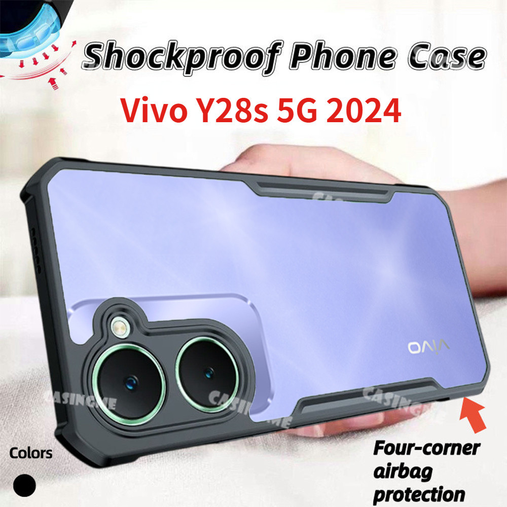 Vivo Y28s 5G 2024 ถุงลมนิรภัยอะคริลิคกันกระแทกสําหรับ Vivo Y28s Y28 Y18 VivoY28S SY 28S 4G 5G 2024 ซิลิโคนใสโปร่งใสเคสโทรศัพท์กันชน Soft TPU ฝาหลัง