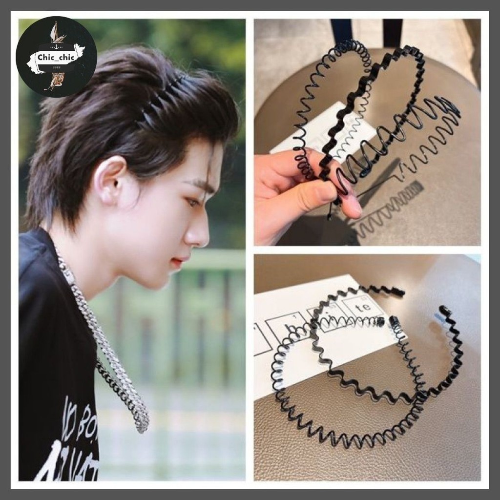 ที่คาดผม กันลื่น โลหะ สีดํา เรียบง่าย สไตล์สปอร์ต สําหรับผู้ชาย และผู้หญิง #O-0030