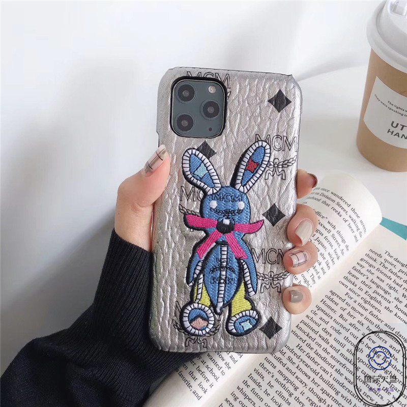 13promax กรณีปักหนังหรูหรากระต่ายน่ารักแฟชั่นเคสโทรศัพท์สําหรับ iphone 13 12 11 Pro Max Casual 15 PROMAX ปกหลัง 11pro 12 PROMAX เคสโทรศัพท์