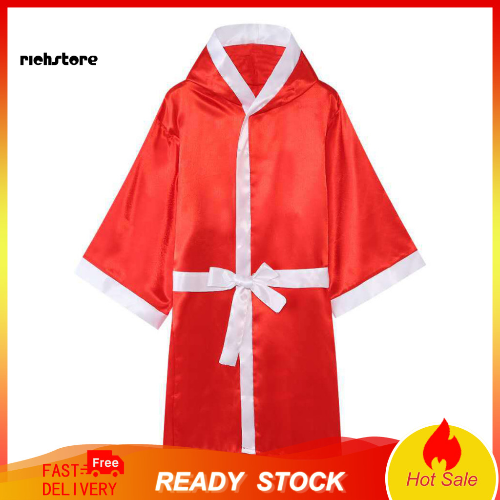 <richstore> เข็มขัดแขนยาว Unisex การแข่งขันการฝึกอบรมเสื้อคลุมชกมวยชุดคิกบ็อกซิ่งเครื่องแบบ