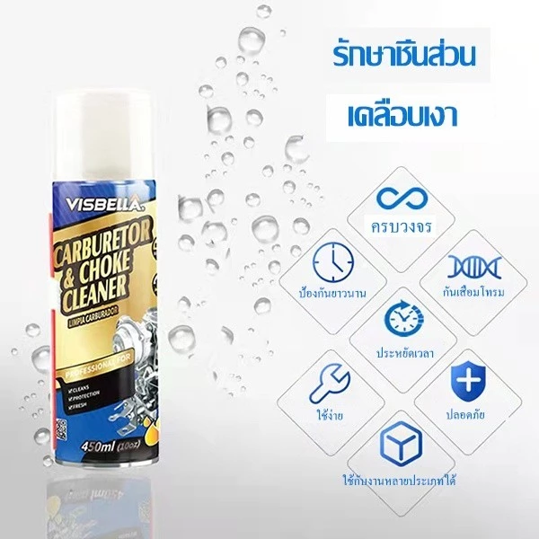 VISBELLA สเปรย์ล้างปีกผีเสื้อ น้ำยาล้างคาร์บูเรเตอร์รถยนต์ สเปรย์คาร์บูเรเตอร์ รถยนต์ 450ml Carburetor Cleaner thumbnail 3