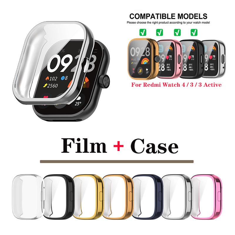 ฝาครอบป้องกัน TPU แบบนุ่มเคสป้องกันแบบเต็มหน้าจอสำหรับ Redmi Watch 4 / 3 / 3 Active
