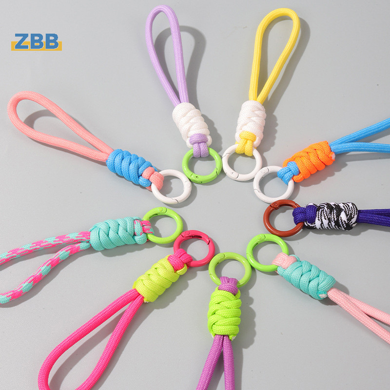 Zbb> 12 ซม.สีสันเชือกถักสายคล้อง Lanyard พวงกุญแจสําหรับเคสโทรศัพท์ผู้หญิง Anti Lost พวงกุญแจรถกระเป๋าแขวนอุปกรณ์เสริมพวงกุญแจใหม่