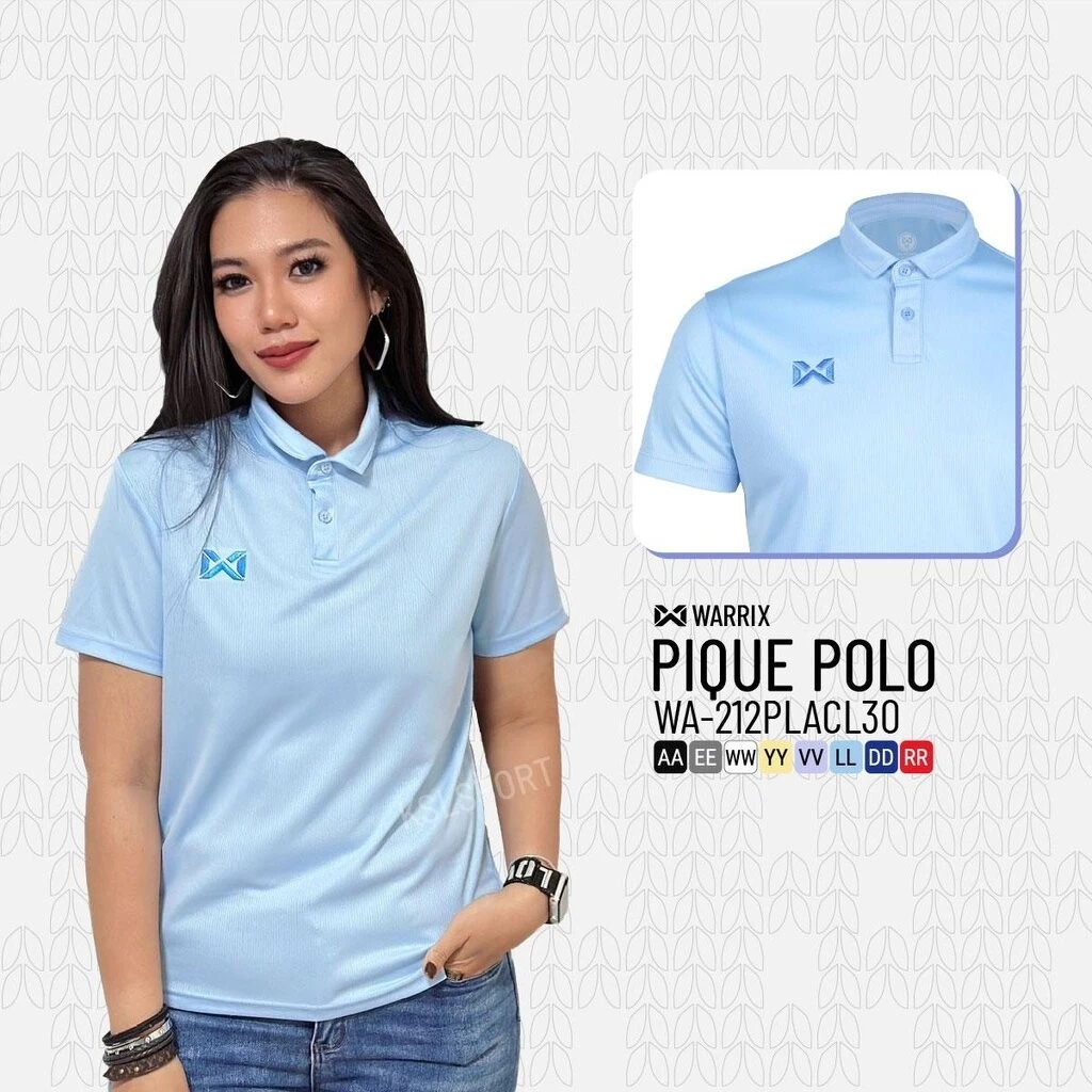 WARRIX เสื้อโปโล Pique WA-212PLACL30 สีม่วง/ฟ้า thumbnail 8
